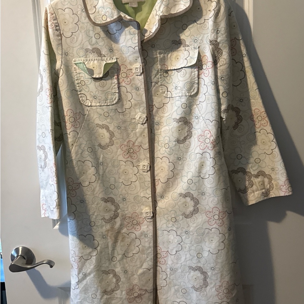 Chic Cream Floral Trench Coat